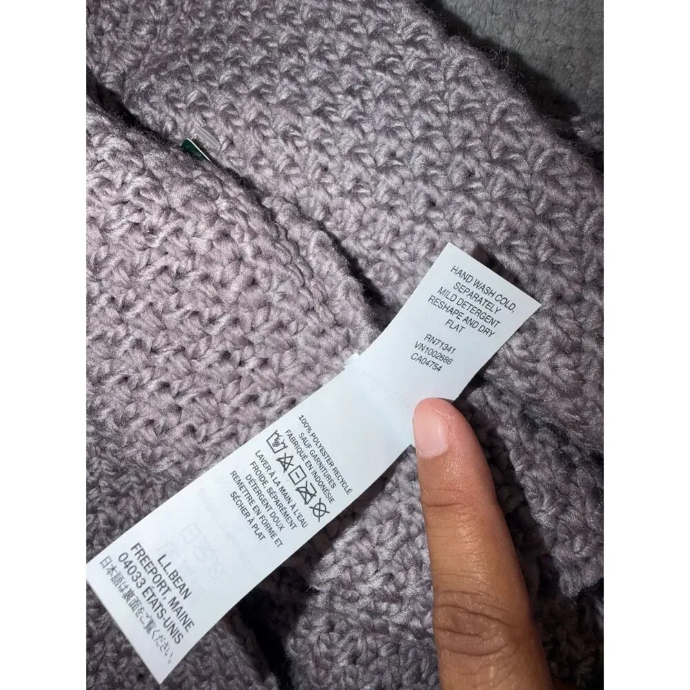 LL Bean Wicked Cozy Scarf Womens Faded Periwinkle Recycled Knit Infinity 518579